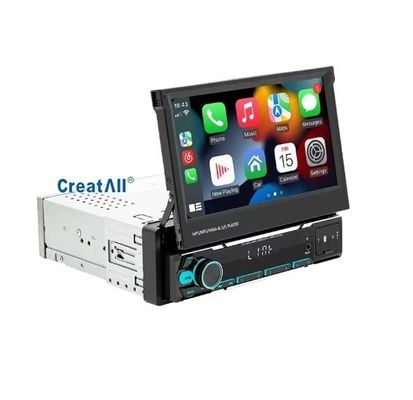 Creatall 7 İnç Kablosuz Evrensel Araba MP5 Oynatıcı Teleskopik Tek Mil Gösterge Paneli Monteli MP3 Kart Yuvası USB CarPlay