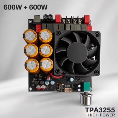 600W+600W Çift TPA3255 Amplifikatör Kartı Fan Soğutmalı Sınıf D Stereo Amplifikatör Kartı DC18-50V