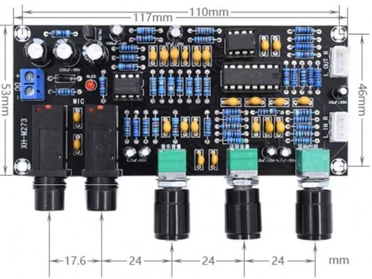 PT2399 NE5532 Stereo Ses Güçlendirme için DC12-24V Çalışma Voltajı ile Mikrofon Güçlendirici Kart