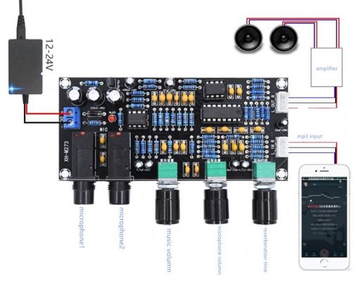 PT2399 NE5532 Stereo Ses Güçlendirme için DC12-24V Çalışma Voltajı ile Mikrofon Güçlendirici Kart