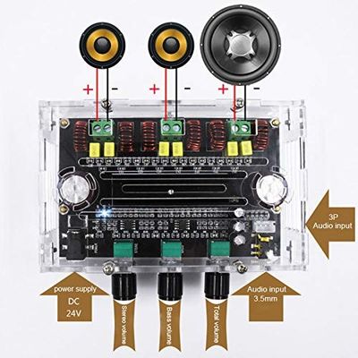 Profesyonel Ses Sistemleri için 80W*2+100W Çıkış Gücüne sahip 3 Kanallı Ses Amplifikatörü Modülü DC 6-100V