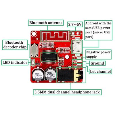 CA-6965 Bluetooth Ses Alıcı Modülü Evrensel Mikro USB 5V MP3 BT dekoder kartı