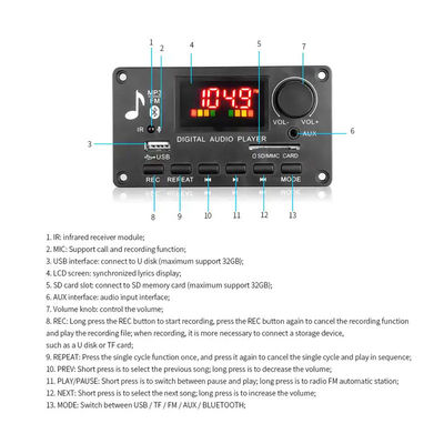 MP3 Kod Çözücü 80W Bluetooth Ses Modülü DC 5V-26V ICCS8673E