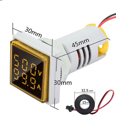 Kare LED Dijital Voltmetre ve Ampermetre 110V 220V Gerilim Akımı