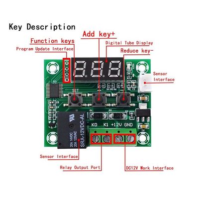 W1209 Termostat Dijital Termometre Kontrol Cihazı 1 10A röle DC12V