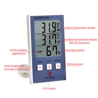 1.8F Doğruluk Sıcaklık Nem Ölçer C/F LCD Ekran Sensör Probu Hava İstasyonu