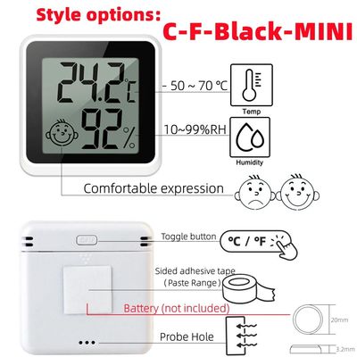 ABS Dijital Termometre Kontrol Cihazı Sıcaklık Nem Ölçer 4.3*4.3*1.2 cm
