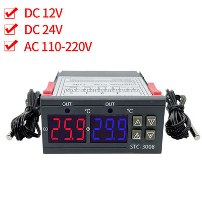 STC-3008 Dijital Termometre Kontrol Cihazı Problu İki Röle Çıkışı 12V 24V 220V