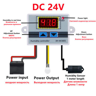 XH-W3005 DC 12V-220V 10A Dijital Nem Kontrol Cihazı 0-99 RH Aralığı İzleme Sistemi