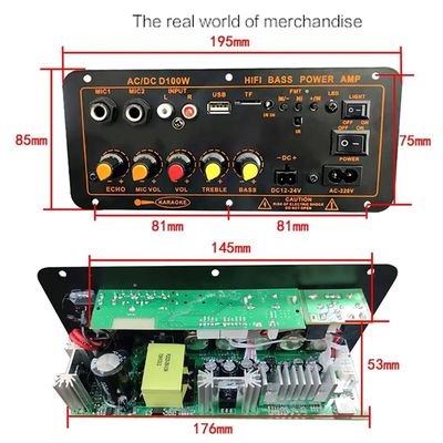 D100W Bluetooth 5.0 Güç Amplifier Board AC 220V DC 12-24V 5V Kablosuz Modül 8-12 Inç