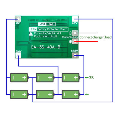 CA-3S-40A Li-Ion Lityum Pil Şarj Aracı Lipo Hücre Modülü PCB BMS Koruma Kartı Boru Motoru 12.6V Denge ile