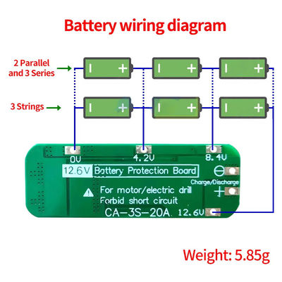 CA-3S-20A-E 11.1V 12V 12.6V BMS Pil Koruma Kartı Lityum 3s Bms Modülü
