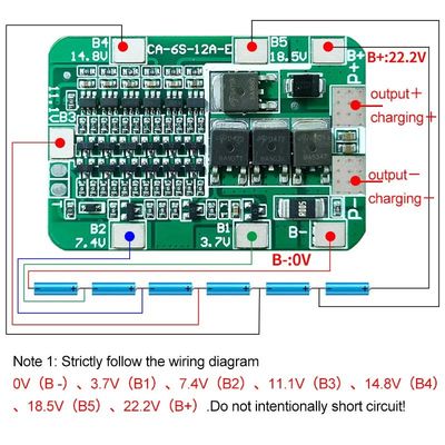CA-6S-12A-E 24V PCB BMS Koruma Kartı 6 Paket 18650 Li Ion Lityum Pil Modülü için