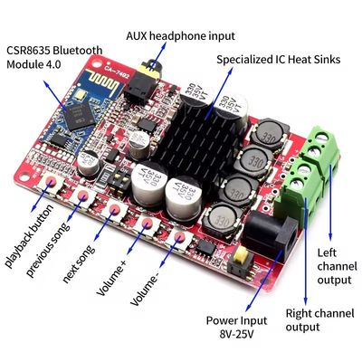 CA-7492 Bluetooth 5.0 Amplifier Audio Module DC8-25V 2*50W Güç Amplifier Board with TDA7492 Chip