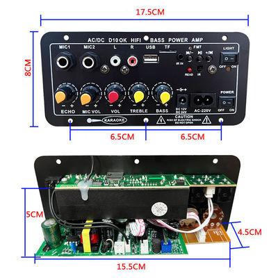 D10 BT Amplifier Audio Board 200W Peak Power Bluetooth 5.0 ve Karaoke için Çift Mikrofon Girişi