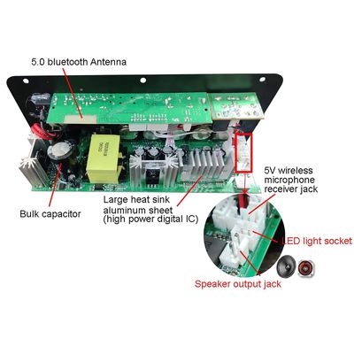 100-300W Araba Ses Güçlendirici Kartı Bluetooth 5.0 ve Karaoke ve Subwoofer için Çift Mikrofon Girişi ile