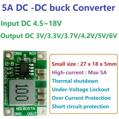 Standart Montaj Tipi DC-DC Dönüştürücü Kartı 4.5V-18V'den 3V-6V'ye Voltaj Düzenlemesi
