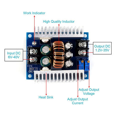 300W 20A DC-DC Buck Converter Step Down Modülü, akım sınırlama aralığı 0.2-20A