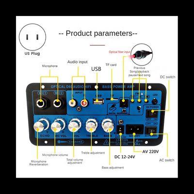 12V/24V/220V Güç için Bluetooth ve Optik Ses Girişli D60 50W Subwoofer Amplifikatör Kartı