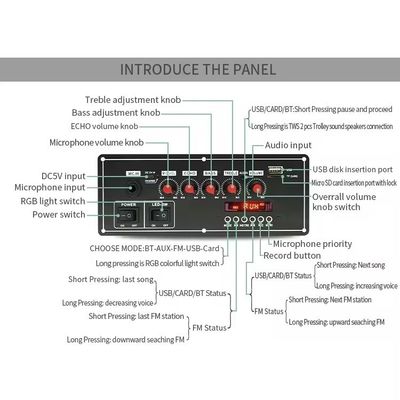 Ses kaydedici fonksiyonu 2x20W 7.4V Kablosuz Kablolu Mikrofon Trolley Hoparlör Ses Bt Dekoder Amplifier Board