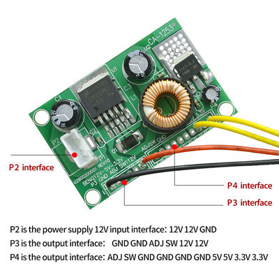 12V'den 5V'ye 3.3V'ye LCD Güç Tedarik Modülü Entegre Döngülü DC Değiştirme Kartı