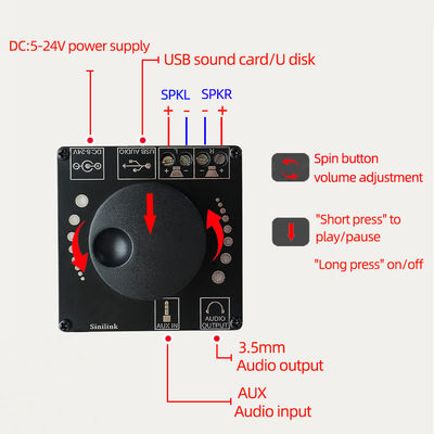 BT 5.0 ve HIFI Ses Kalitesi ile 2x50W Çift Kanal Dijital Güç Amplifier Board