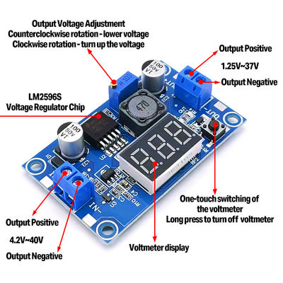 Düzenlenebilir LM2596S Step-Down Buck Converter Display ve bir ile güç kaynağı modülü
