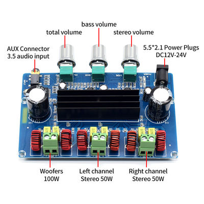 100W 2*50W BT Dijital Ses Gücü Amplifier Board TPA3116D2 Ev Amplifier için