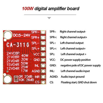 50W Çift Kanal TPA3116D2 Güç Amplifier Modülü DC 4.5V ~ 24V ve Ses Stereo Kartı için POP Gürültüsü Yok