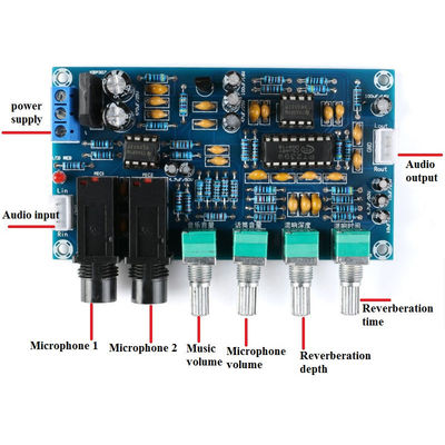 12V Çift AC12V PT2399 Dijital Mikrofon Amplifier Board Karaoke Reverberation Modülü