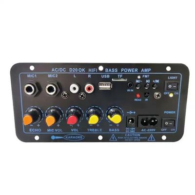 D20 60-200W BT Amplifier Board Araba Stereo Amplifier Subwoofer USB FM Radio TF Player Çift Mikrofon