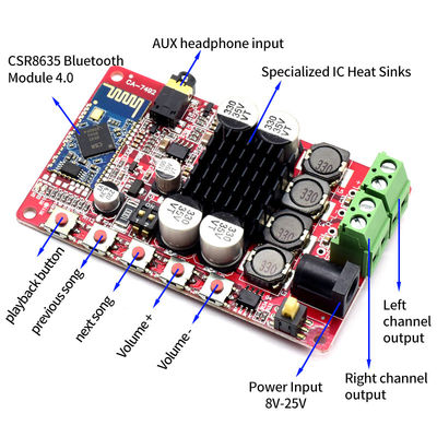 8-25V DC Gücü için BT 5.0 ve 2 Kanal 2.0 ile TDA7492P Dijital Güç Amplifier Modülü