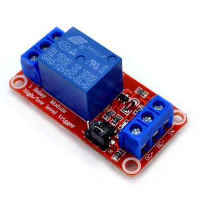 Bağlantı Yükü 12V 1 Kanal Relay Modülü, Kırmızı PCB Tablosunda Optocoupler Izolasyonu ile