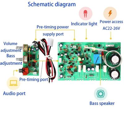 DIY Hoparlör Projeleri için Çift AC22-26V ve FET Çip Tipi ile 250W Yüksek Güçlü Subwoofer Amplifikatör Kartı