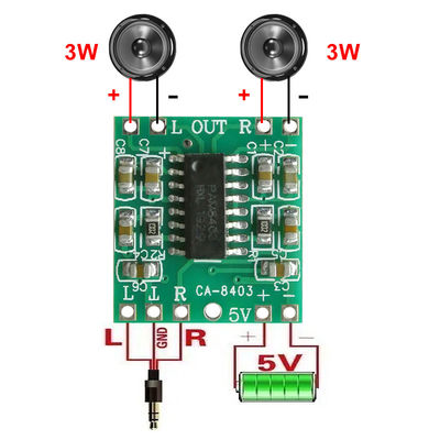 D Sınıfı Güçlü Ses Kartı 6W Doğrusal Güçlendirici PAM8403 5V CA-8403 Standart Voltaj