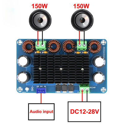 Ev Tiyatrosu Stereo Equalizer için DC 12-28V Çıktısı ile 150W + 150W Yüksek Güçlü Amplifier Ses Kartı