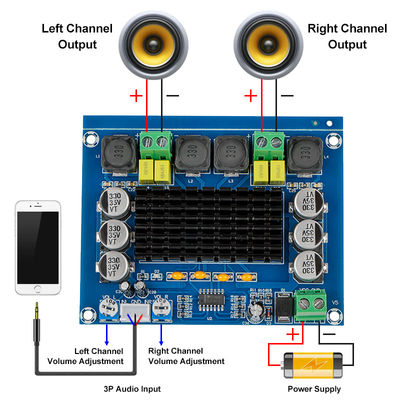 Yüksek Güçlü Dijital Ses Güçlendirici Kartı TPA3116D2 DC 12V 24V 120W*2 için Amplifier Ses Kartı