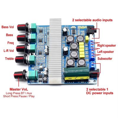 TPA3116D2 100W Subwoofer BT 5.0 ve 2 * 50W + 100W Çıktısı ile Dijital Güç Amplifier Kartı