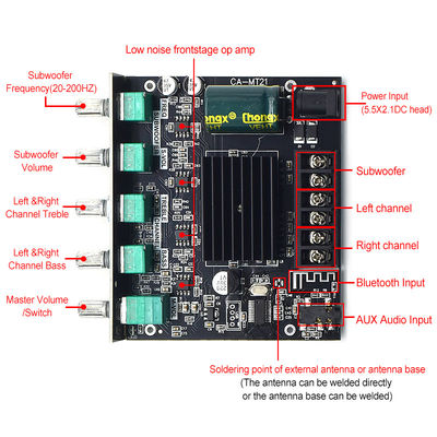 CA-MT21 2.1 Kanal BT 5.0 Subwoofer Amplifier Board 2*50W+100W 12-24V AMP+BT