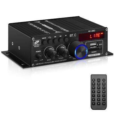 AK-380 USB SD Ses Gücü Amplifikatörü 400W 2.0 CH HiFi Stereo AMP Hoparlör Ev için uzaktan kumanda ile Bluetooth 5.0 Amp Alıcı