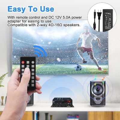 AK-380 USB SD Ses Gücü Amplifikatörü 400W 2.0 CH HiFi Stereo AMP Hoparlör Ev için uzaktan kumanda ile Bluetooth 5.0 Amp Alıcı