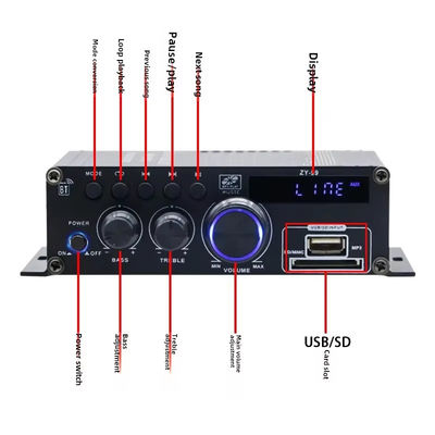 HiFi Stereo Ses için Equalizer ile 120W Çift Kanal Güç Amplifier