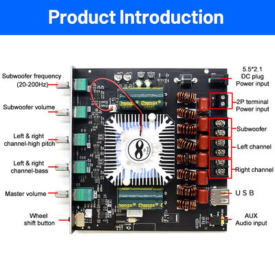 ZK-AS21 2.1 Kanal Dijital Güç Amplifier Board Modülü 220W*2+350W Yüksek Düşük Sesli Subwoofer TPA3255 BT Ev Ses AS21