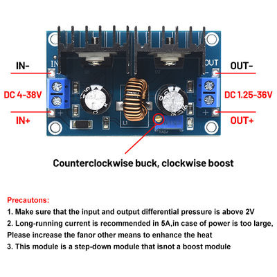 CA-4016 8A 200W Board Mount DC-DC Converter XL4016 4-40V'den 1.25-36V'ye PWM Düzenlenebilir Adım Aşağı Modülü 200W 8A Değiştiricisi