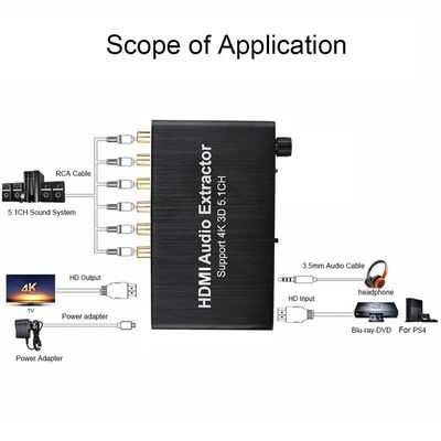 HDMI'den 3.5mm RCA Analog Ses Değiştiricisi Ekstraktör Dekoder PS4 DVD 5.1 Kanal Ses Bölücü Özel Kalıp