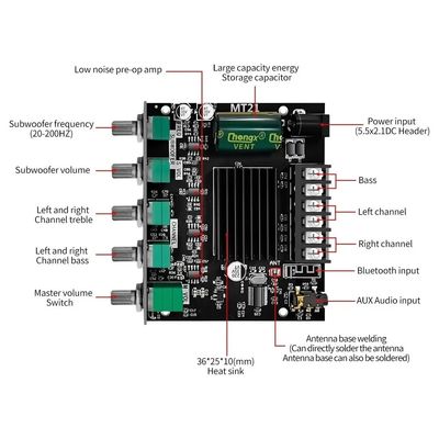 ZK-MT21 HiFi Dijital Güç Amplifier Board 100W+2*50W 2.1 Kanal Subwoofer AUX 12/24V Ses Stereosu 5.0 Amp ZK-MT21
