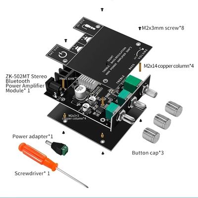 ZK-502MT 5.0 Subwoofer Amplifier Board 50W*2 2.0 Kanal Yüksek Güçlü Ses Stereo Ses Amplifikatörleri