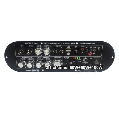 D1000 2.1 Kanal Subwoofer Dijital Amplifier Board 50W + 50W + 100W 12v Ev Gücü Amplifier Yüksek / Düşük Tonu Şarj edilebilir