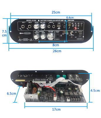 D1200 2.0 Kanal 50W+50W BT Dijital Amplifier Board 12V Araba Ev DJ Kullanımı için Şarj edilebilir Subwoofer&quot;