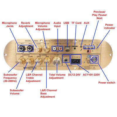 Yüksek Güçlü D900 2x50W + 100W Ev Amplifier İthalatlı IC Bluetooth Board 2.1 Kanal Yüksek ve Alçak Sesli Subwoofer